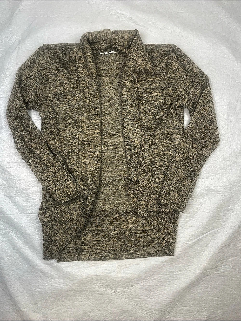 Bluenotes Textured Open Front Cardigan in Brown Size Small